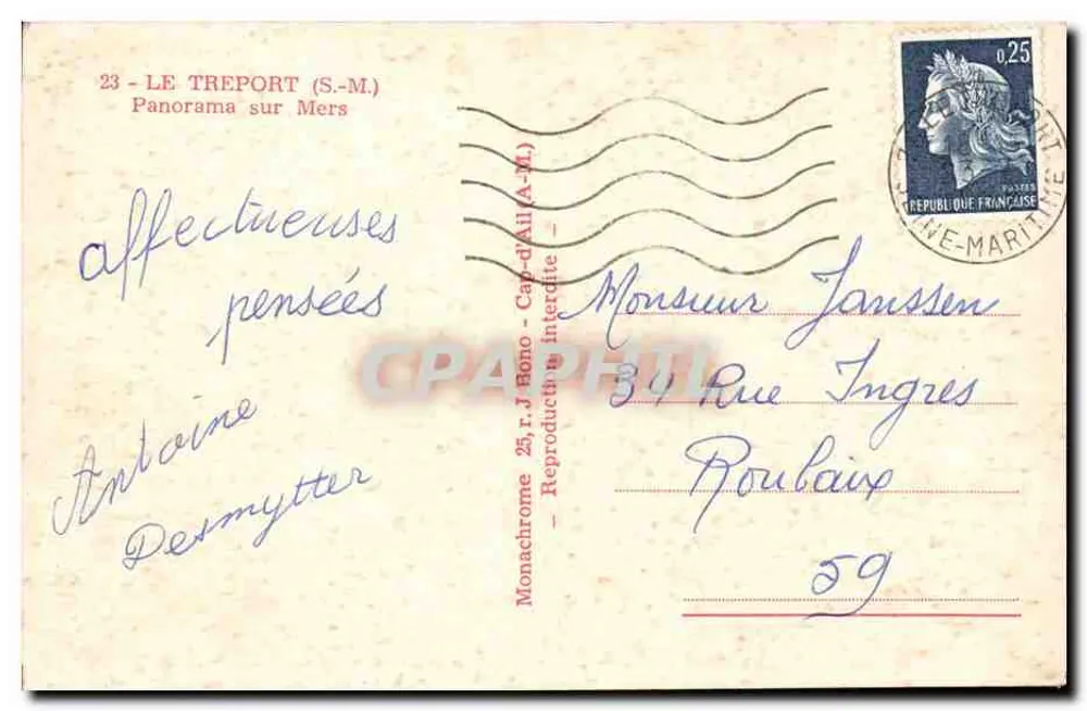 Le Tréport (S.-M.) — Panorama na Mers — R.J. Bono - Cap-d'Al (A.-M.) - Rewers
