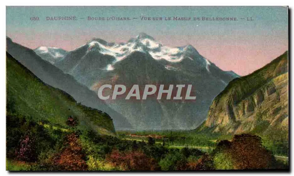 Dauphiné — Bourg d'Oisans — Vista do Massif de Belledonne — LL - Frente