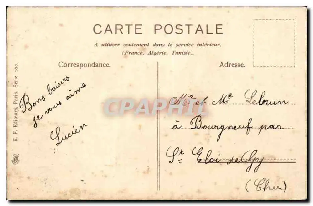 Dois camponeses no campo — cena de vida — K.F. Editeurs Paris, Série 904 - Verso