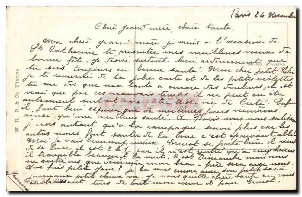 Junge Mädchen und ein Mann mit einem Hahn — W. R. & Co. Wien — Serie Nr. 295 - Rückseite