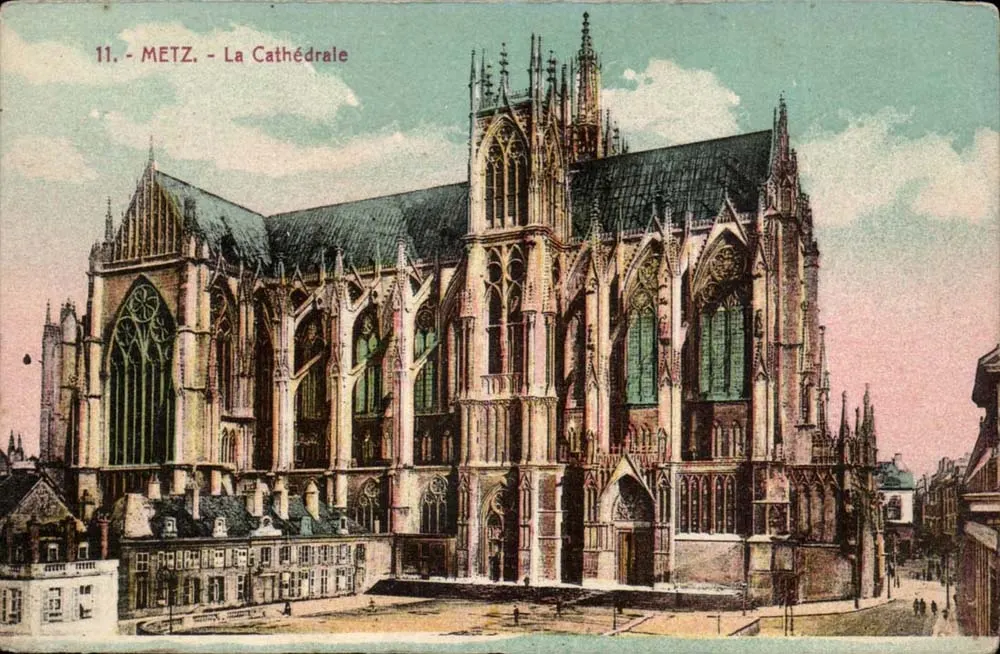 Metz - A Catedral — cartão postal n°11, editado por P. Bonnetot, rua do Palácio - Frente