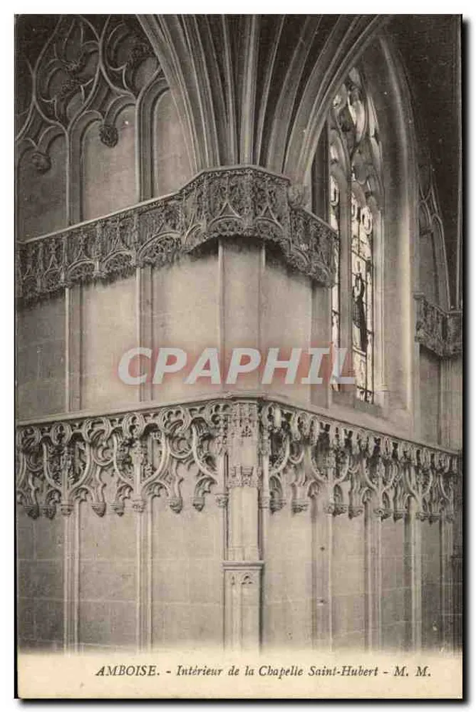 Amboise - Interior da Capela São Huberto - M. M. - Frente