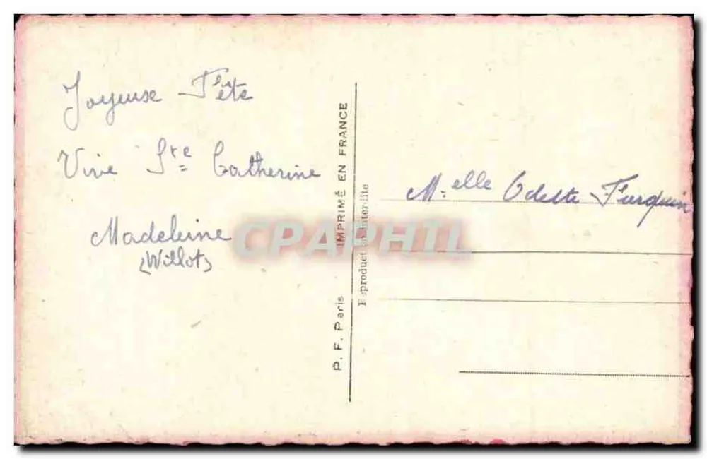 Liebendes Paar — Kleeblatt-Design — Verlag: P.F. Paris - Rückseite