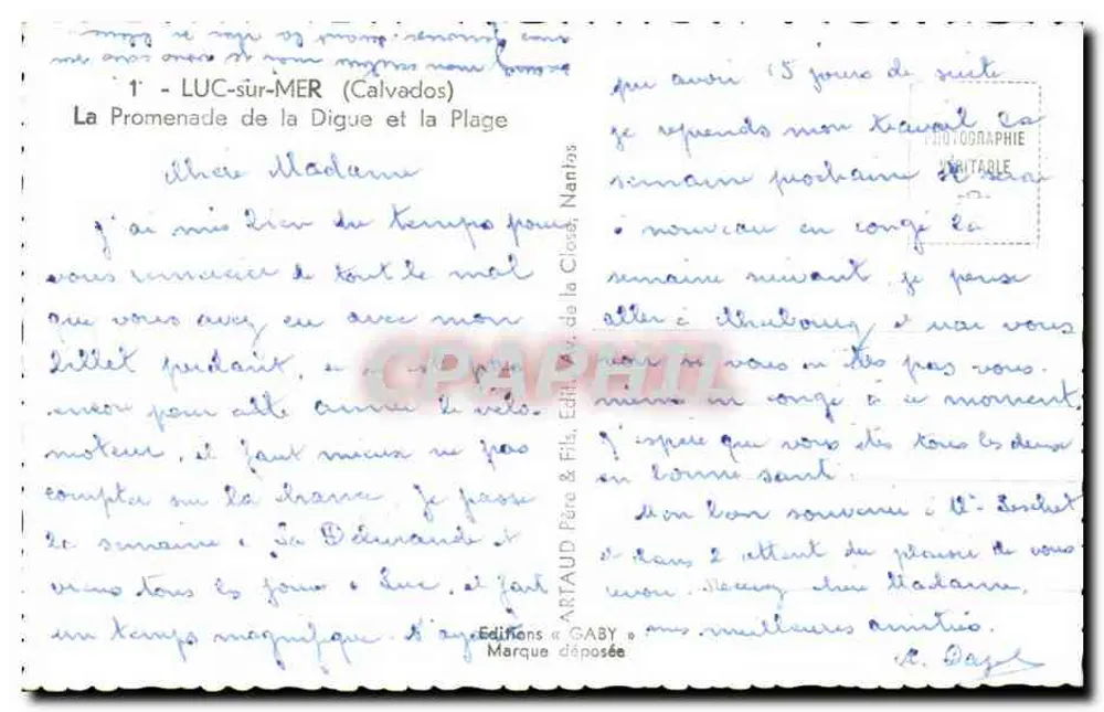 Luc-sur-Mer — Die Promenade de la Digue und der Strand — Éditions Gaby - Rückseite