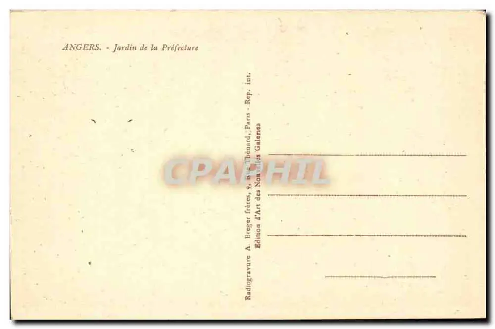Angers - Jardim da Prefeitura — vista por A. Adhy - Verso