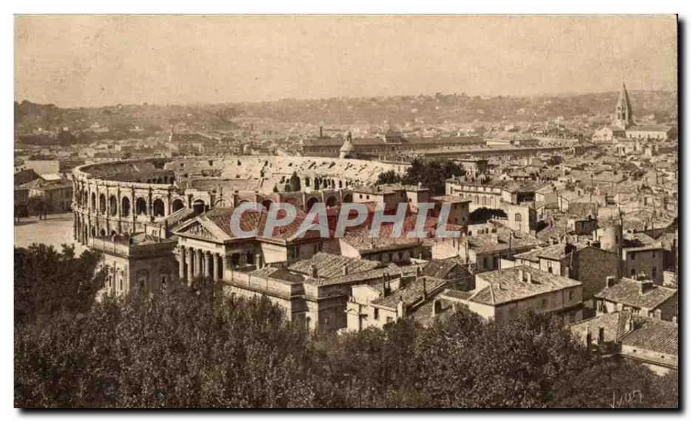 Nîmes (Gard) — Allgemeiner Blick auf die Stadt und die Arenen — Les Éditions d'Art Yvchar, Paris - Vorderseite