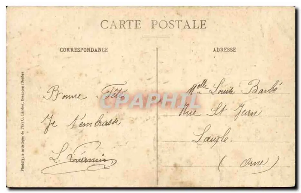 O Saout do Doubs — Altura 27 m. — C. L. B. — N° 921 - Verso