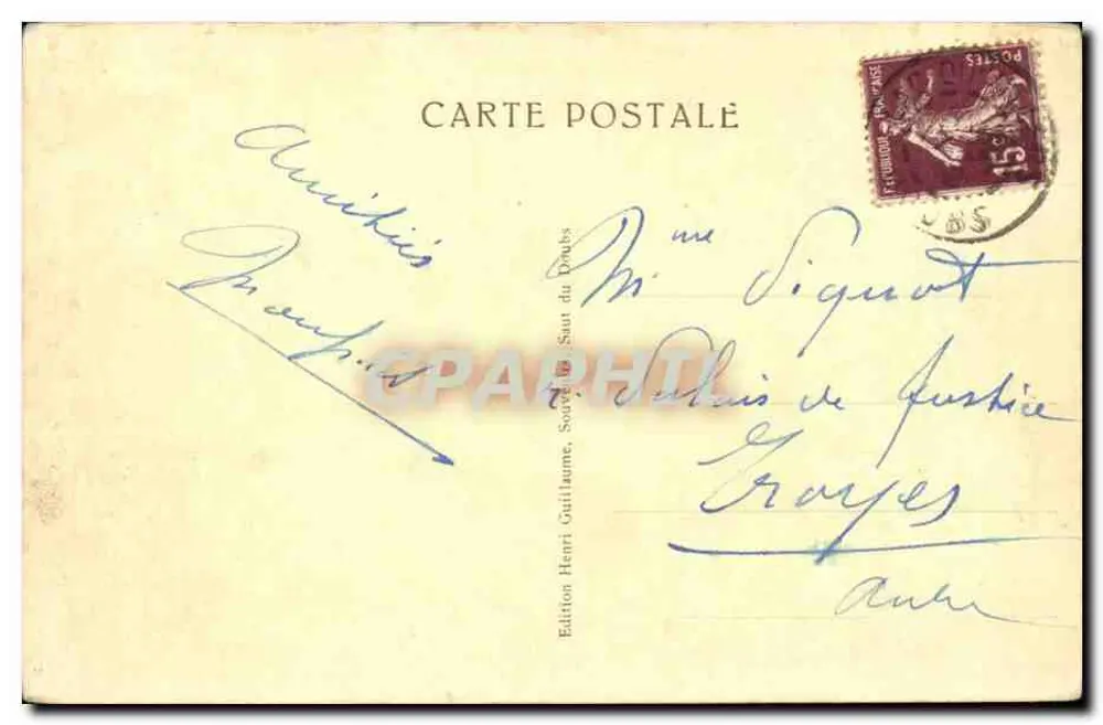 O Salto do Doubs — editor Henri Guillaume, n° 2447 - Verso