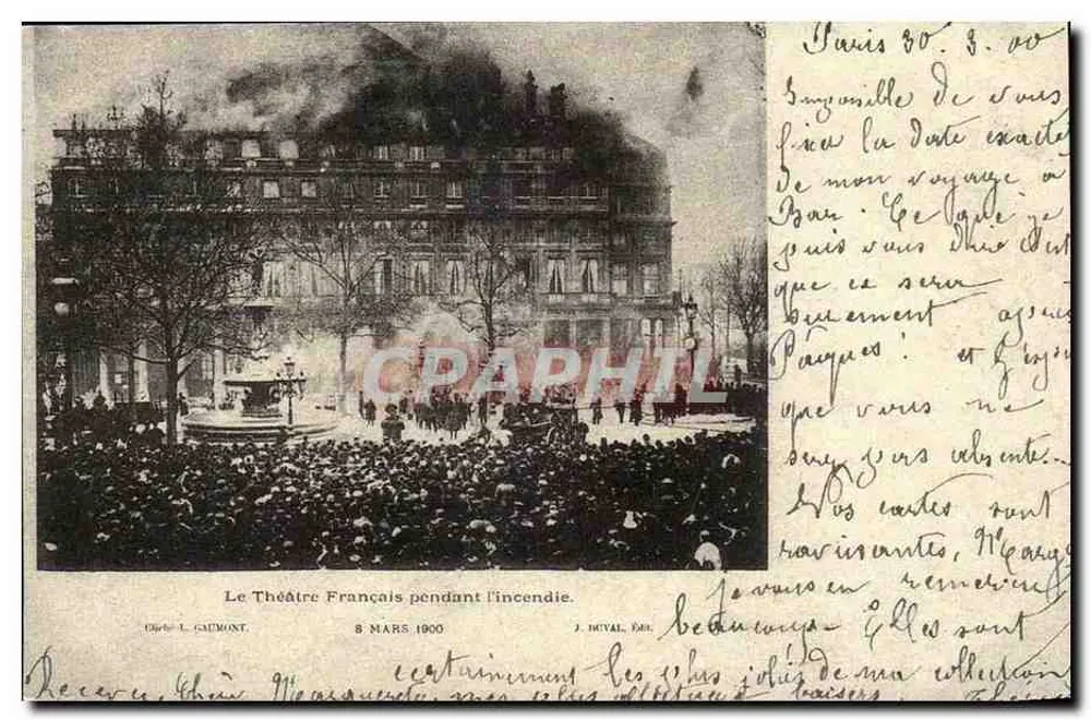 Das Französische Theater während des Brandes — 8. März 1900 — Verlag J. Duval, Éd. - Vorderseite