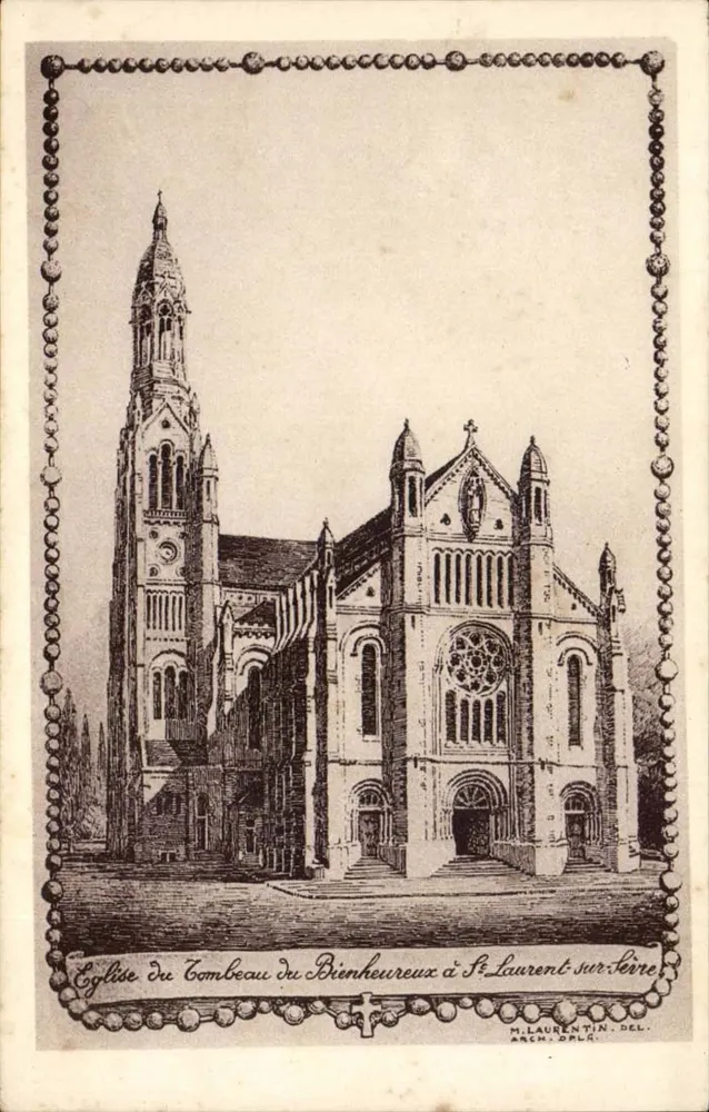 Kirche des Grabes des Seligen in St-Laurent-sur-Lèvre — Kupferstich von M. Laurentin, arch. dipl. - Vorderseite
