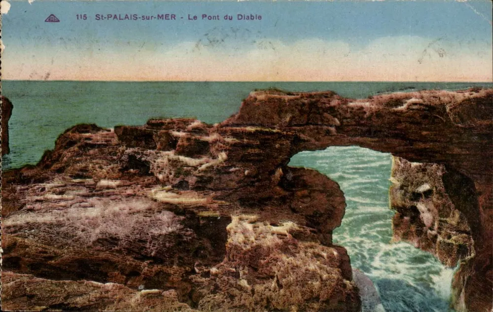 St-PALAIS-sur-MER - O Pont do Diabo — Bilhete postal antigo n°115, editor Cie des Arts Photomécaniques - Frente