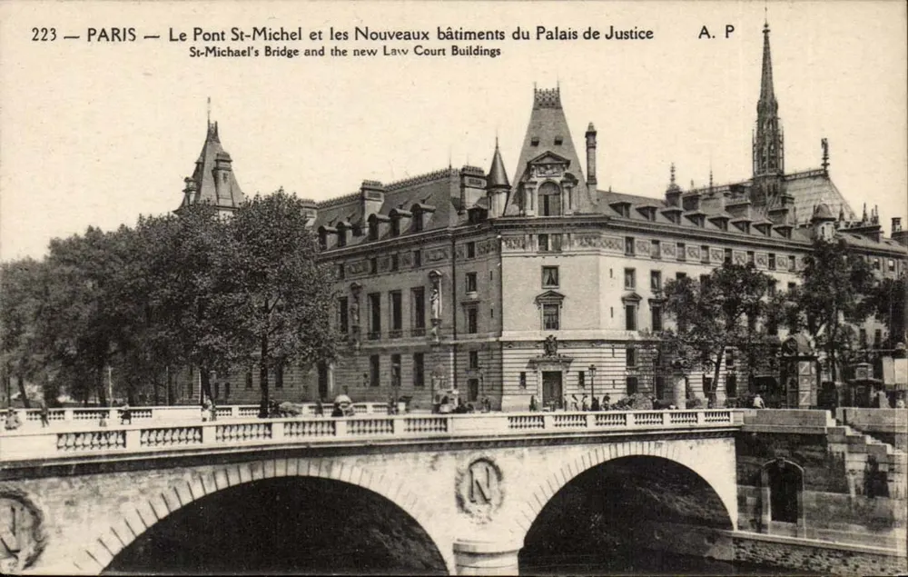 Paris — Der Pont St-Michel und die neuen Gebäude des Palais de Justice — A. P. n°223 - Vorderseite