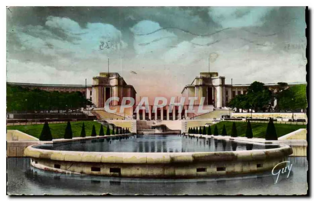 Das Palais de Chaillot — Ansicht der Gärten — André LEBONNE, Paris - Vorderseite