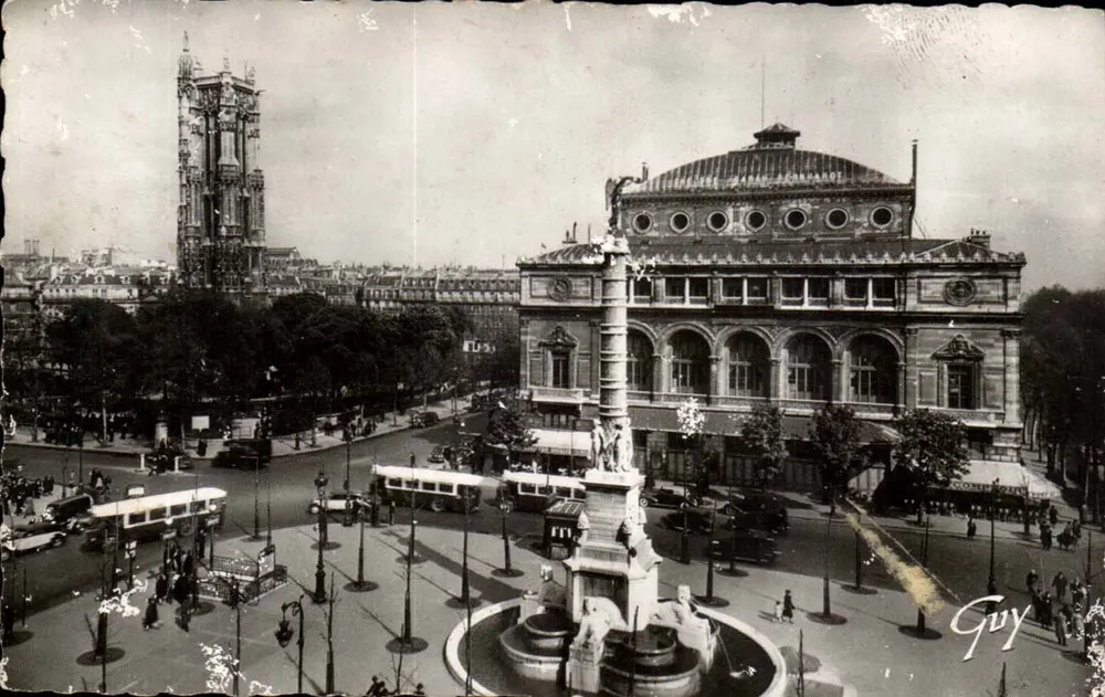 Paris und seine Wunder — Die Place du Châtelet und die Tour Saint-Jacques — Édit d'Art GUY, Paris - Vorderseite
