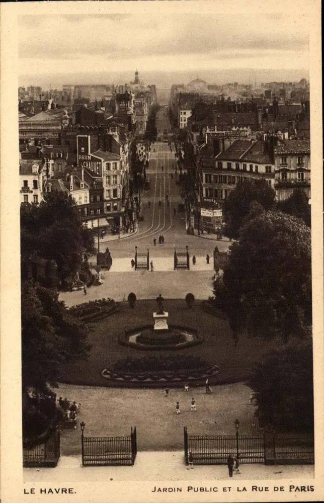 Le Havre — Öffentlicher Garten und Rue de Paris — Verlag Chauvet - Vorderseite
