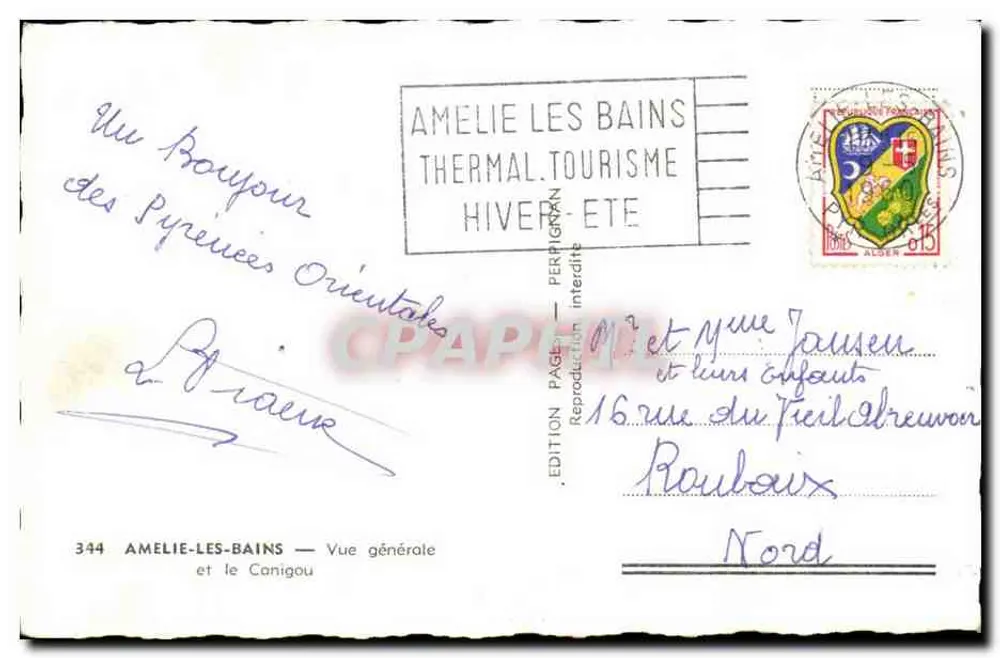Amélie-les-Bains — Allgemeiner Blick und der Canigou — Ausgabe P.A.P. - Rückseite