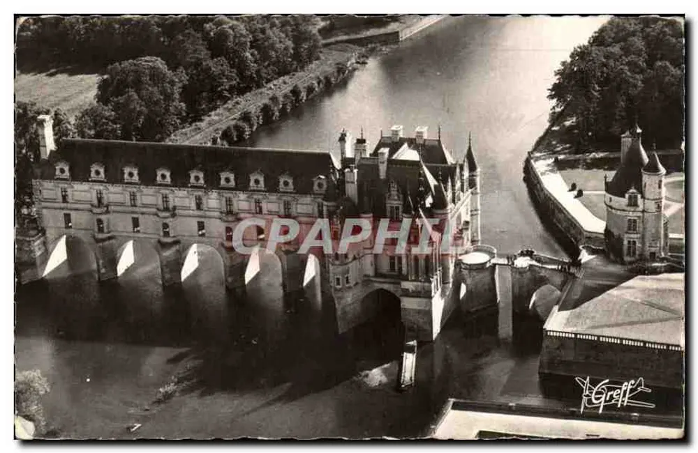 Chenonceaux — Vista aérea. Fachada Leste — Photo de J. Greff - Frente