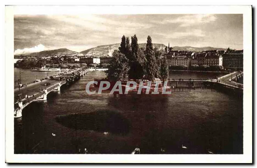 Genf — Île Rousseau und Mont-Blanc — Verlag O. Sartori - Vorderseite