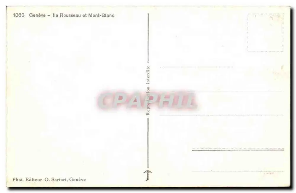 Genf — Île Rousseau und Mont-Blanc — Verlag O. Sartori - Rückseite