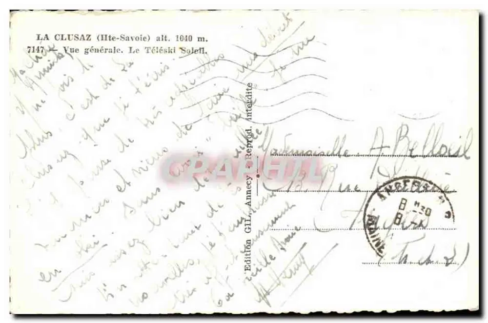 La Clusaz (Haute-Savoie) — vista generale, il tapis roulant Soleil — Edizione GIL, Annecy - Verso