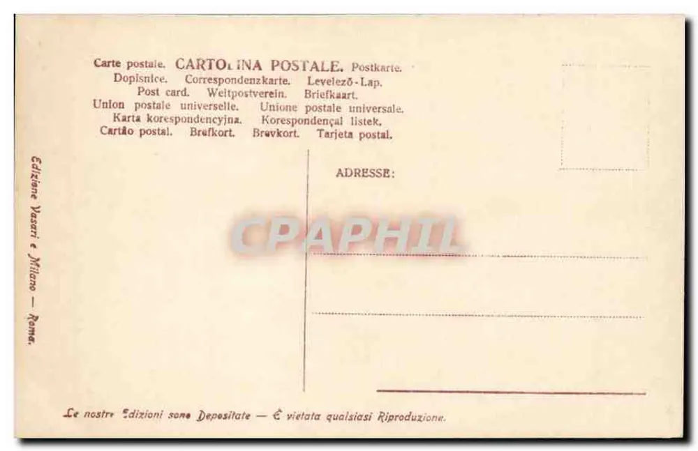 Estátua de Mélèagre em Roma — edição Vazzari & Milano — n° de série 1091 - Verso