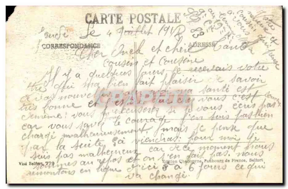 Eine Kleine Elsässerin — Serie 531 — Édition Chadorne, Belfort - Rückseite