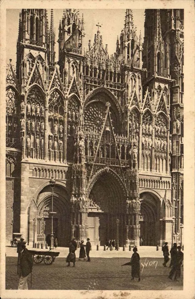 Rouen — Façada katedry — Wydawnictwo Sztuki Yvon - Awers