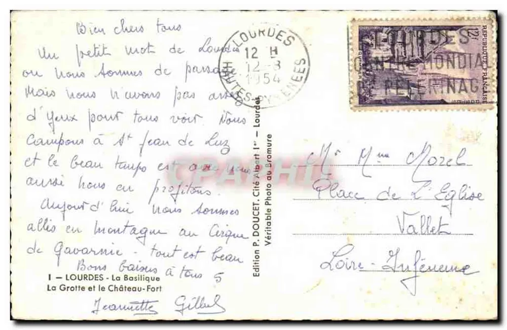 Lourdes — Souvenir Padehil — Edição P. Doucet - Verso