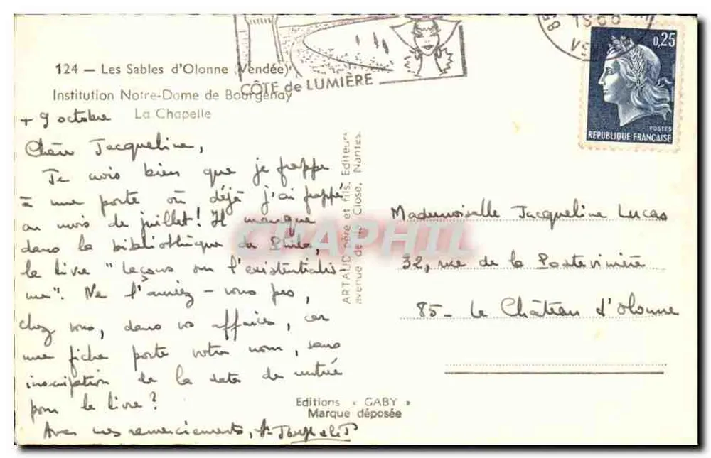 Binnenkant van de kapel — Les Sables-d'Olonne — Éditions Gaby - Achterkant
