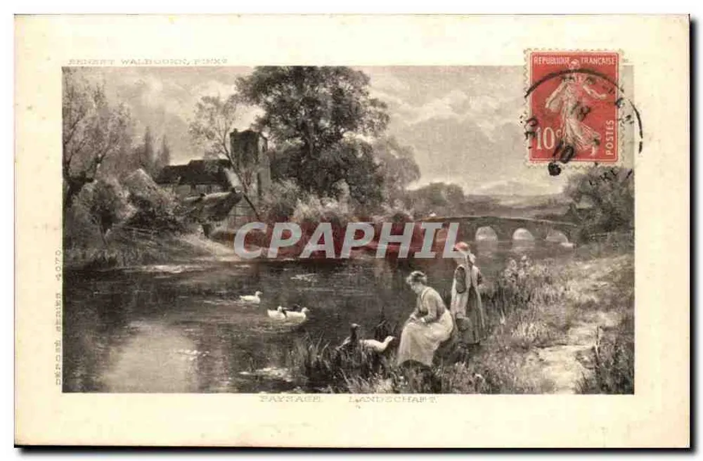 Paisagem — Ponte e patos — Série Oxford 4070, editor Waldguck, Fink - Frente