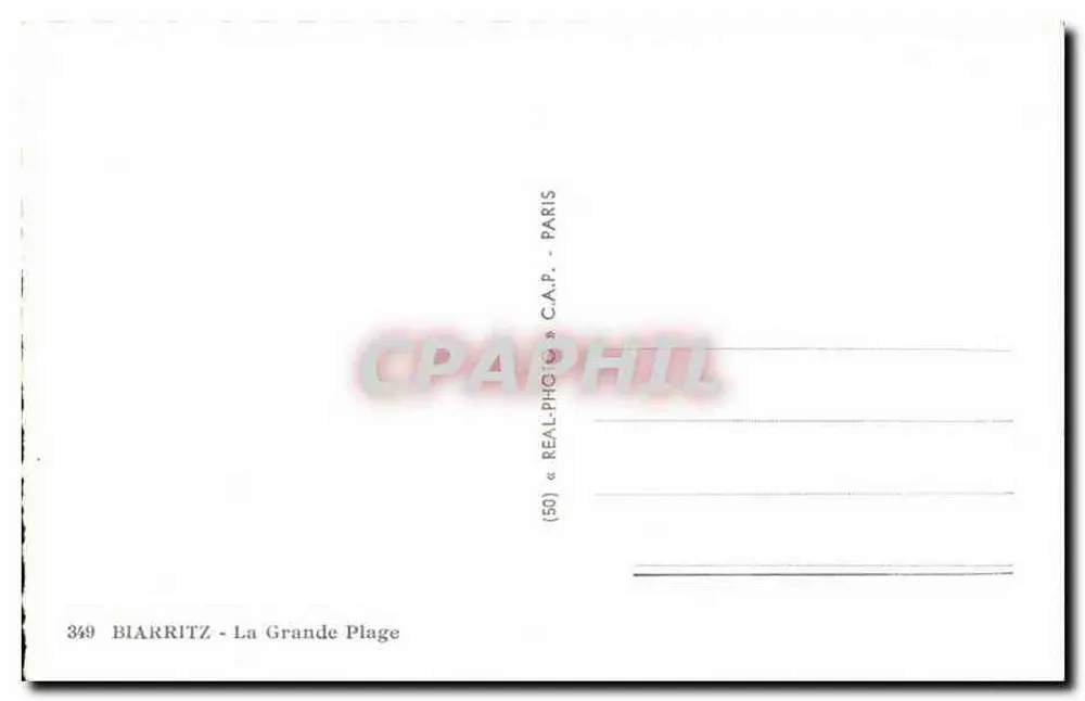 Biarriz - A Grande Praia — editor REAL-PHOTO, Paris, n° 349 - Verso