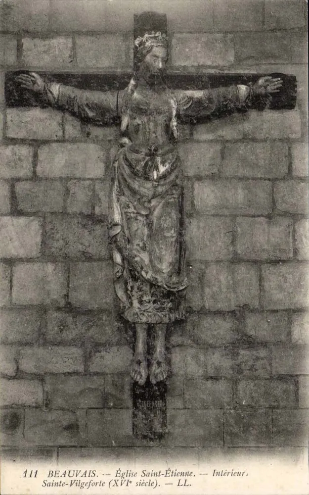 Sainte-Vilgeforte — Kirche Saint-Étienne — Innenraum, Kreuz des 16. Jahrhunderts — LL. - Vorderseite