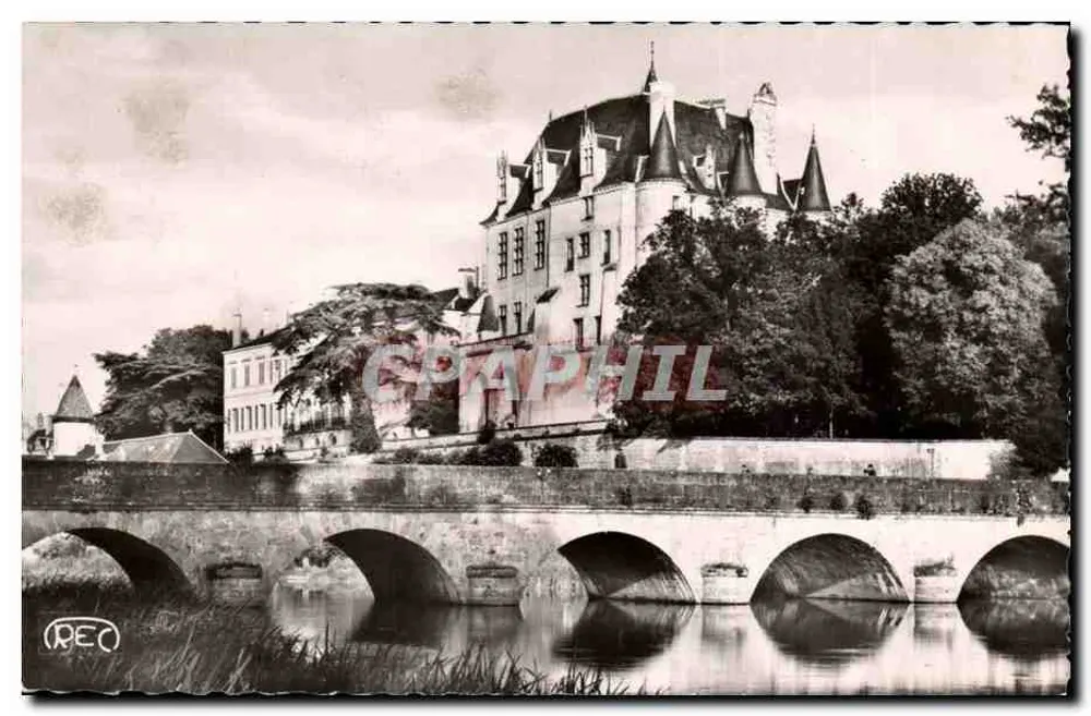 Schloss Châteauroux — Ansicht mit Brücke über die Indre — Verleger M. Roussel, Châteauroux - Vorderseite