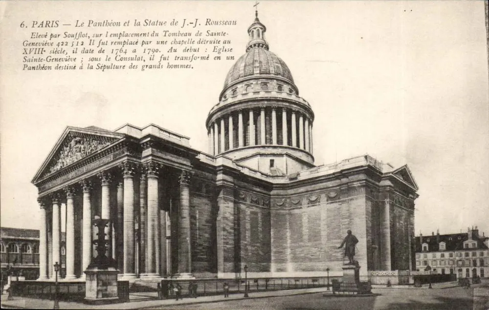 Paris — Der Panthéon und die Statue von J.-J. Rousseau — Imp. Phot. 'L'Anaille', Amaro - Paris - Vorderseite