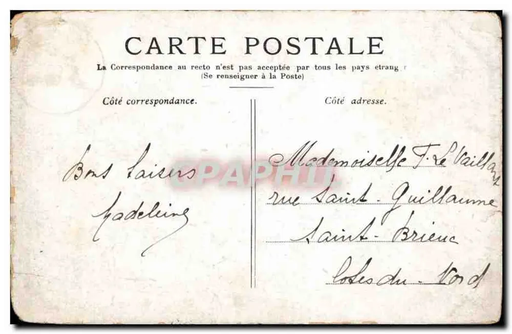 PARIS — A Vista do Panteão — Editor não visível, número de série ilegível - Verso