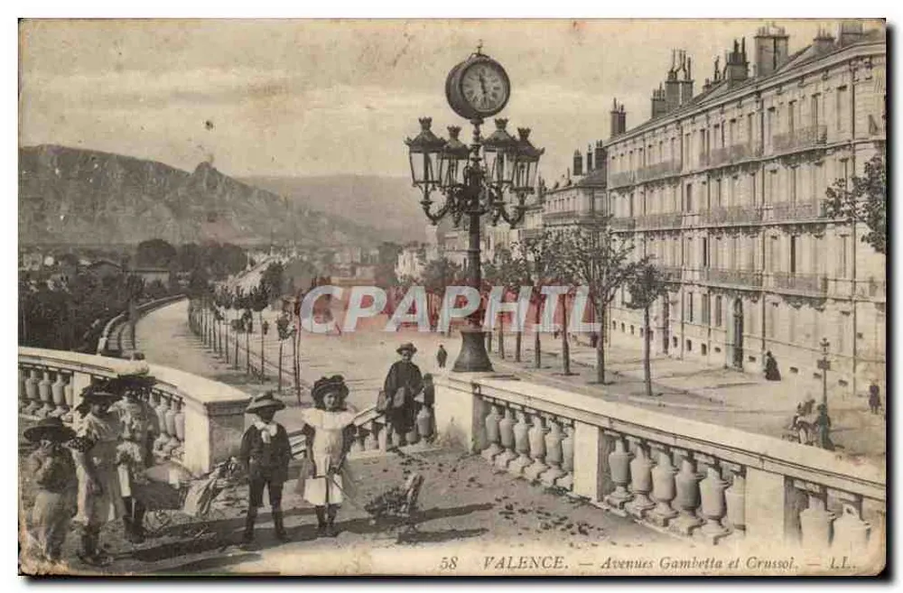 Valence — Avenues Gambetta y Crusoé — L.L. n°58 - Anverso