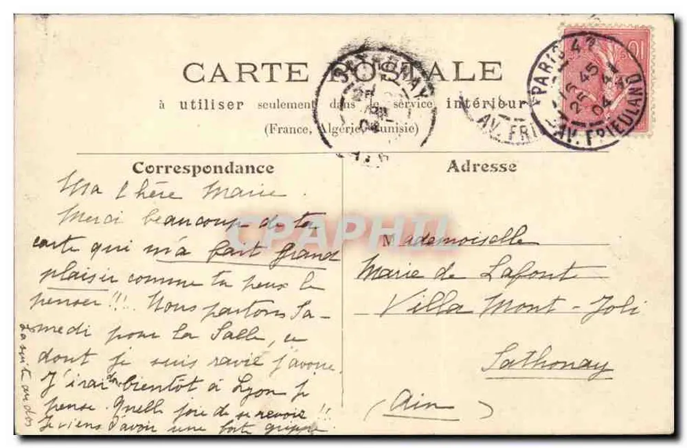 Paris — O Petit Palais — L.J. & Cie, Angoulême-Paris, n° 177 Boulepard - Verso