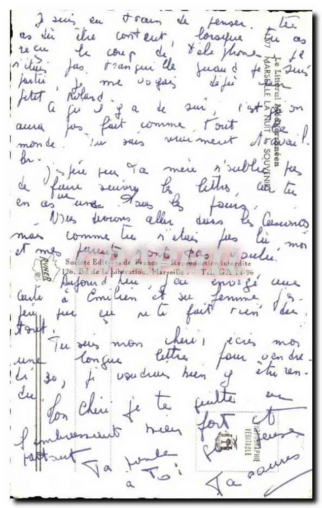 Marseille à Noite — Sociedade Edições da França - Verso