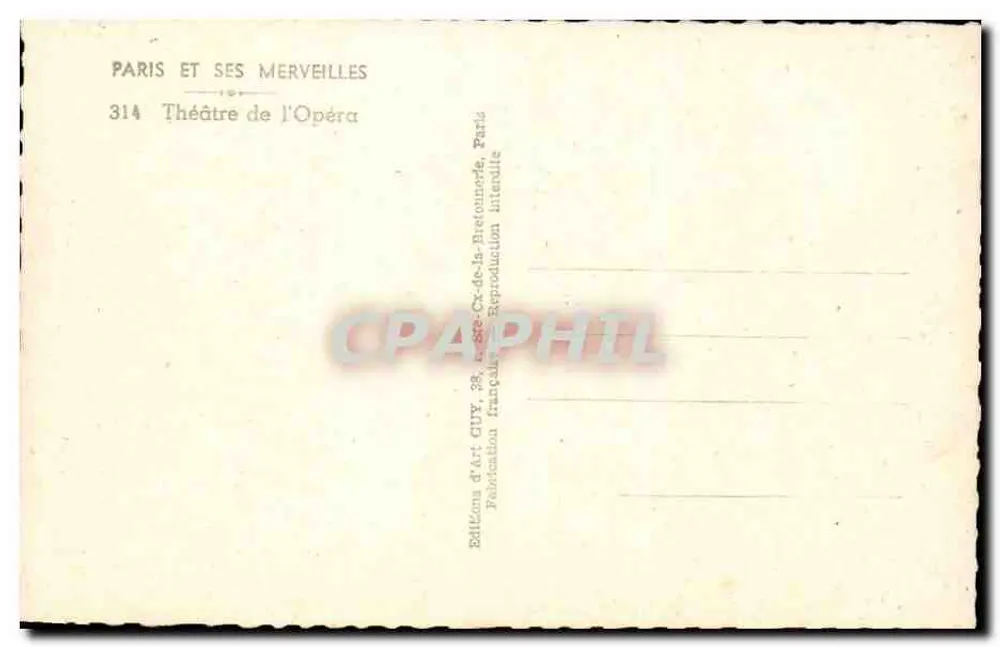 Paris — Teatro da Ópera — Éditions d'Art GUY - Verso