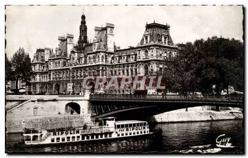 Paris — Rathaus und Brücke des Arc de Triomphe — L'art d'art GUY - Vorderseite