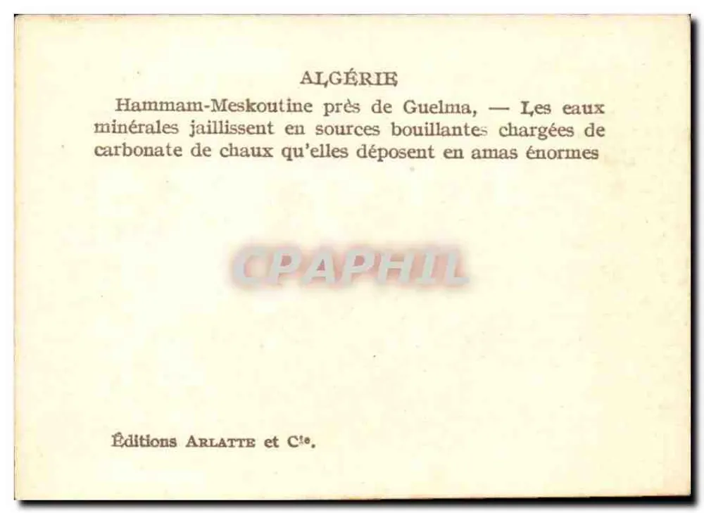 Hammam-Meskoutine perto de Guelma — As águas minerais jorram em fontes ferventes - Verso