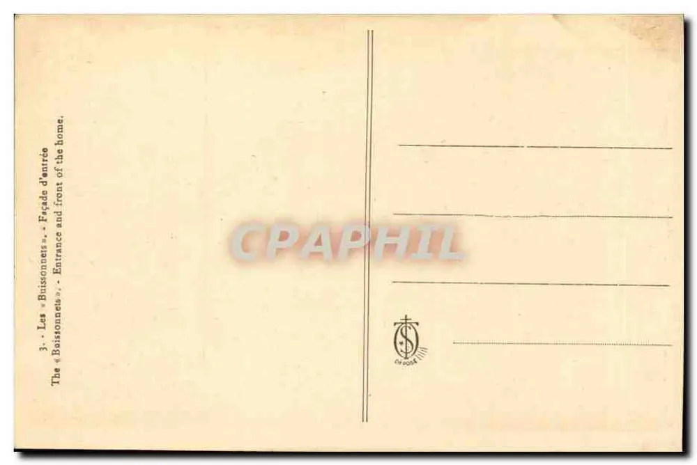 As « Buissonnettes » — Fachada e entrada — Editor O. Ponce, n°3 - Verso