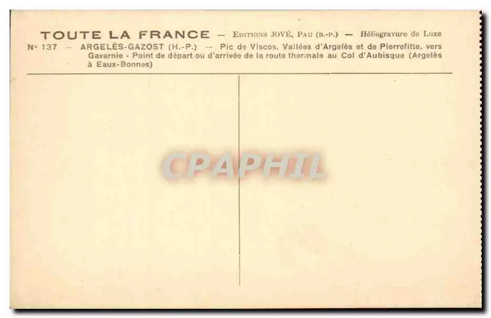 Argelès-Gazost — Pic de Viscos, Täler von Argelès und Pierrefitte, nahe Eaux-Bonnes — Éditions Jové, Pau - Rückseite