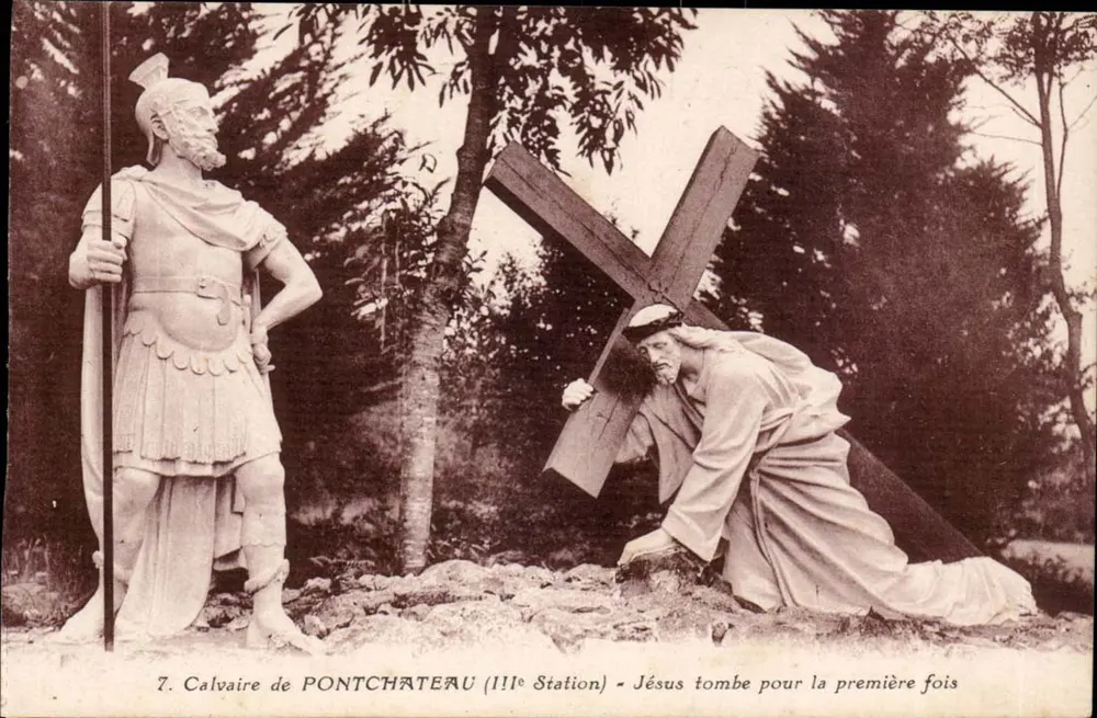 Calvarienberg von PONTCHATEAU (Dritte Station) — Jesus fällt zum ersten Mal — J. Nozaïs, Nantes - Vorderseite