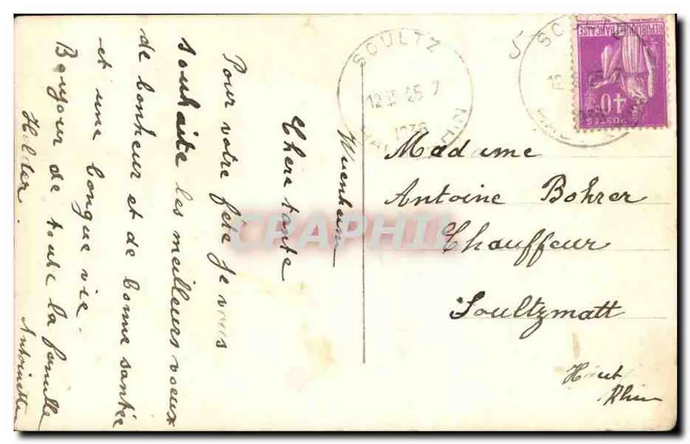 Violetter Rosenstrauß — Frohe Geburtstagskarte — Verlag FP, n°59 - Rückseite