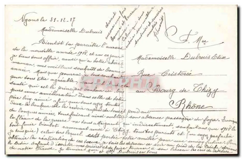 Rosengesteck — Frohe Neujahr — Verlag M, Nr. 1035 - Rückseite