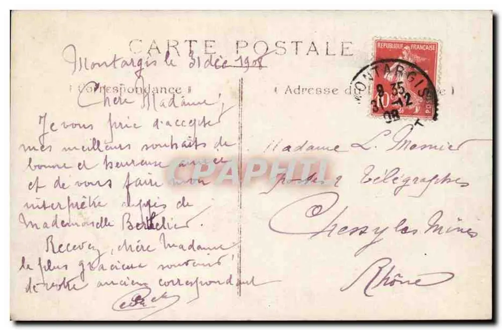 Zwei junge Mädchen — 1909 — Frohe Weihnachten - Rückseite
