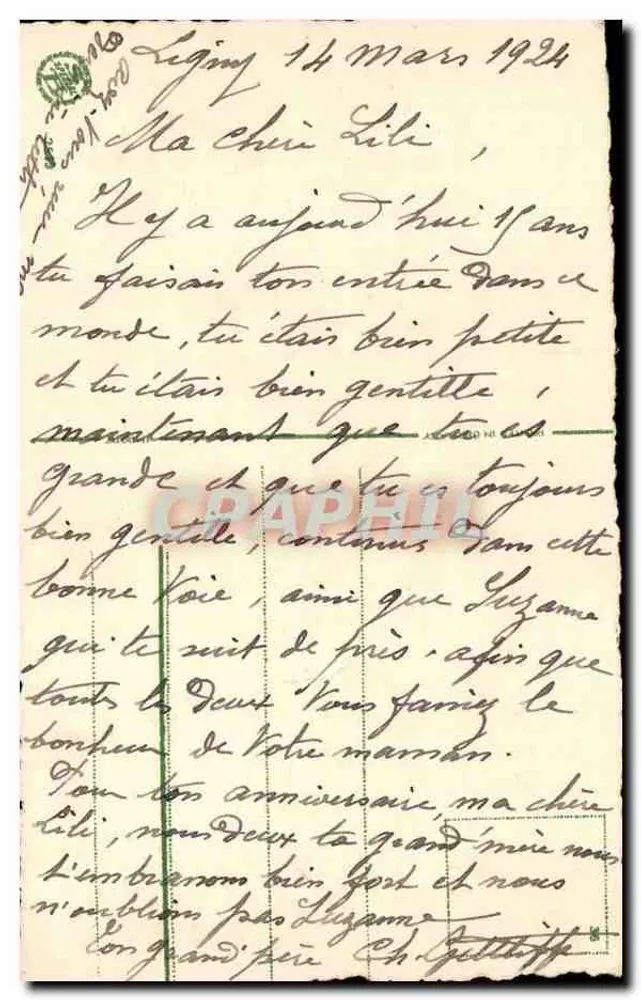 Vergissmeinnicht-Blüten — Geburtstag — Ansichtskarte datiert 1924 - Rückseite
