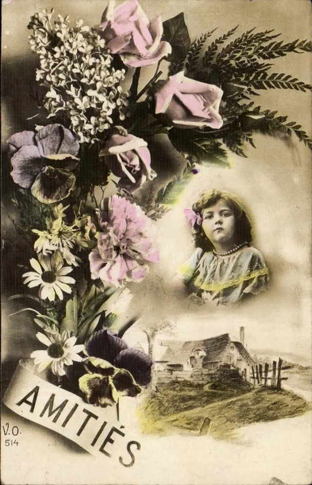 Flores e criança — Amizades — V.O. 514 - Frente