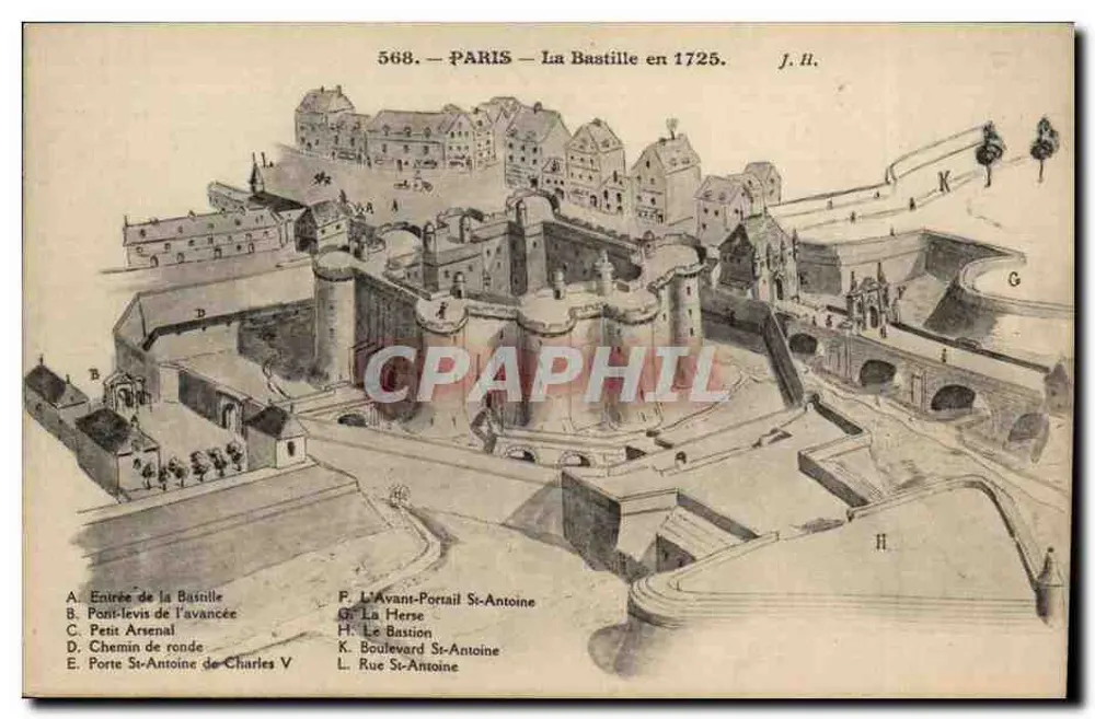 Paris — Die Bastille im Jahr 1725 — J. H., n° 568 - Vorderseite